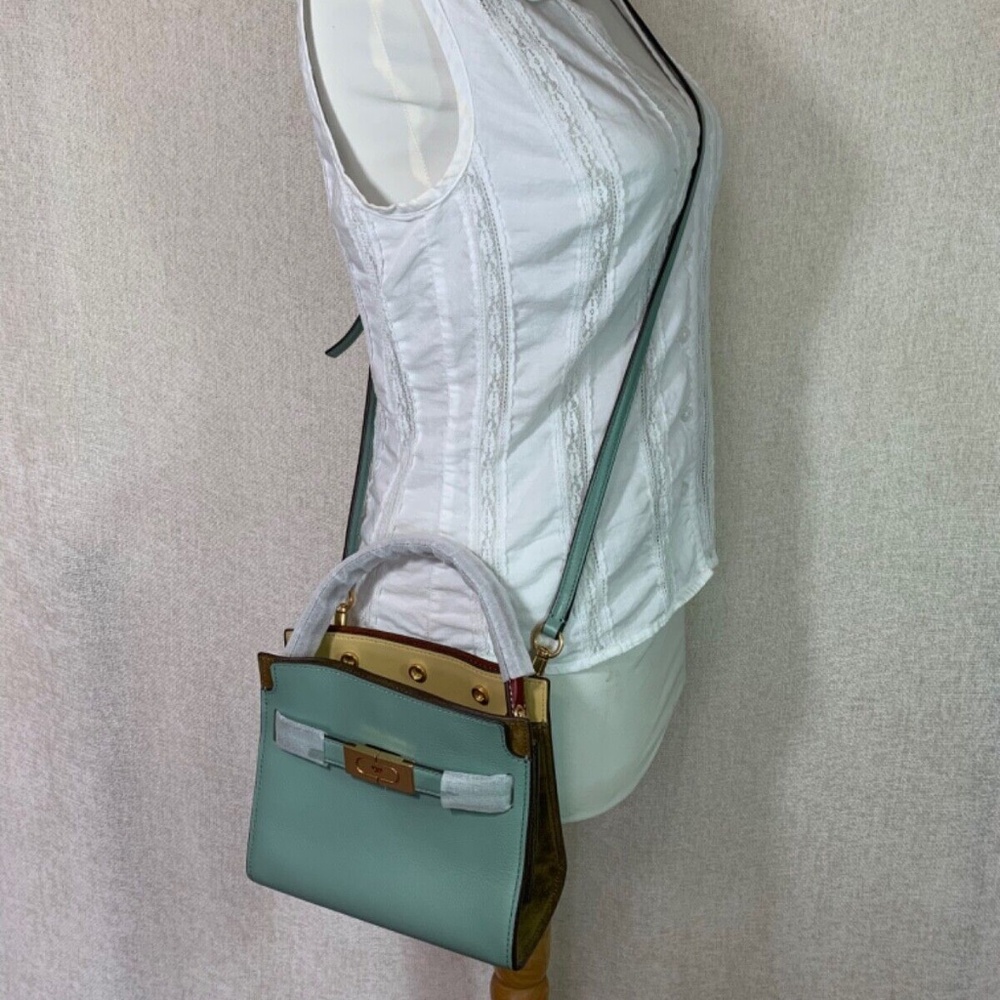 NEW Tory Burch Lee Radziwill Rivulet Blue Leather Petite Double Bag/Shoulder Bag - Picture 13 of 15